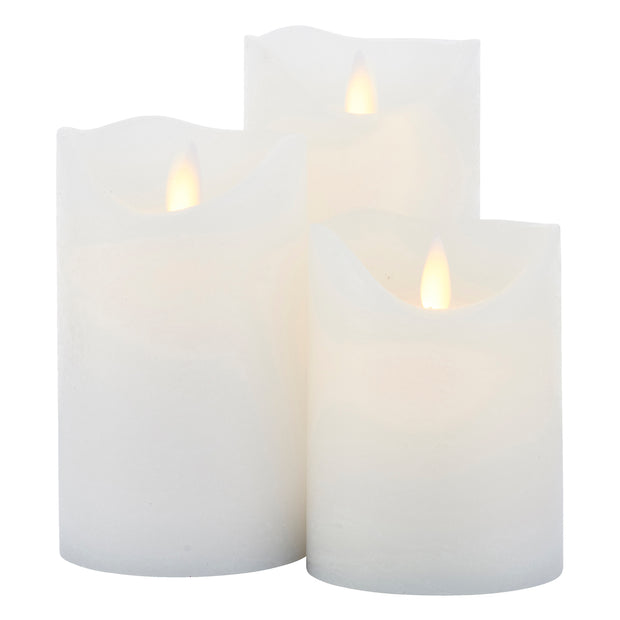 SIRIUS SARA CANDLES SET OF 3 75X75X105/125/150MM WHITE (x3 sets = x9 candles)