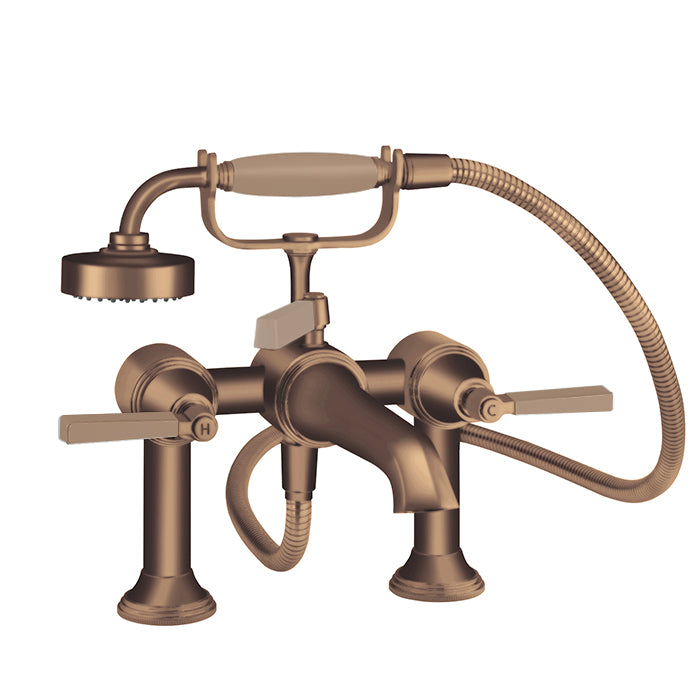 STYLE MODERNE DECK MOUNT BATH SHOWER MIXER C/W HAND SHOWER