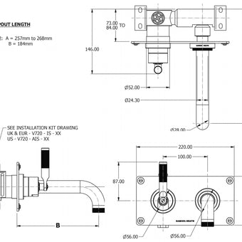 LANDMARK INDUSTRIAL WALL MOUNTED BASIN MIXER