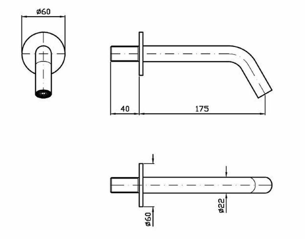 MEDAMEDA BATH SPOUT 175MM