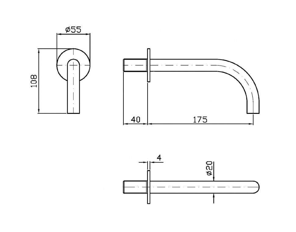 HELM BATH SPOUT 175MM