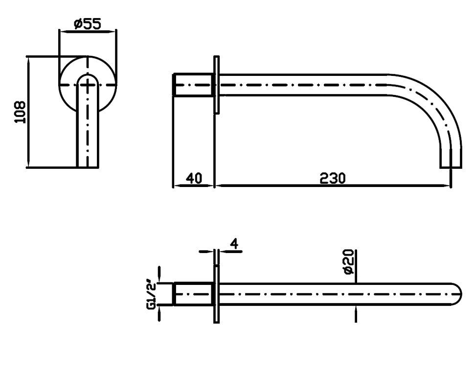 HELM BATH SPOUT 230MM