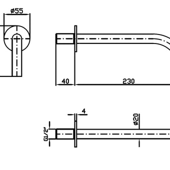 HELM BATH SPOUT 230MM