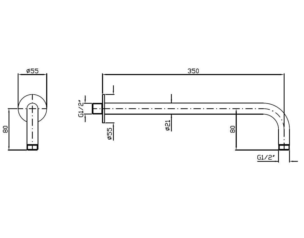 HELM WALL MOUNTED SHOWER ARM 350MM