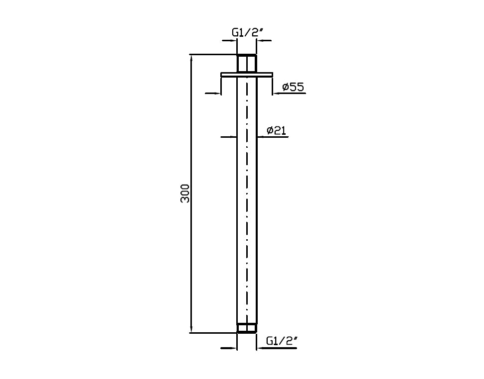 HELM CEILING MOUNTED SHOWER ARM 300MM