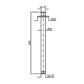 HELM CEILING MOUNTED SHOWER ARM 300MM