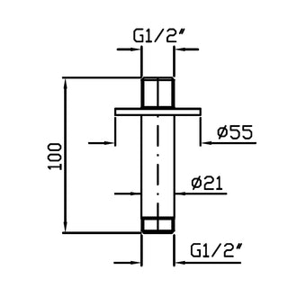 HELM CEILING MOUNTED SHOWER ARM 100MM