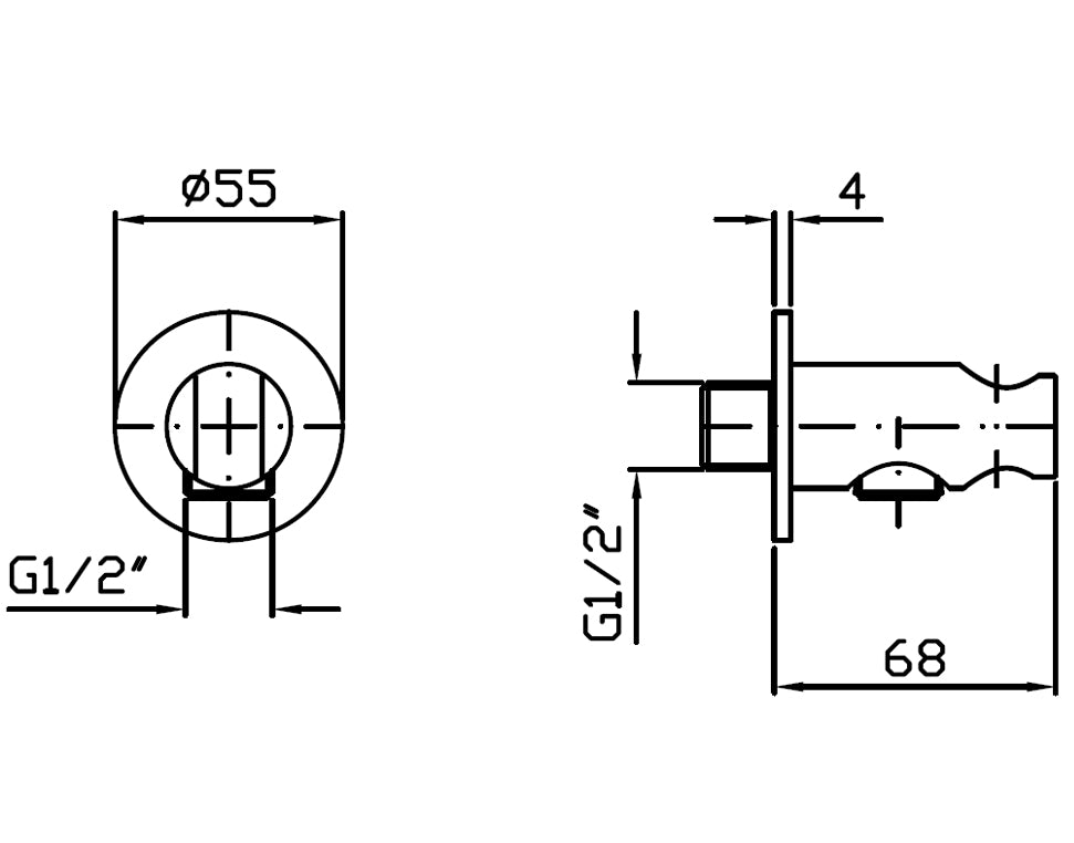 HELM WALL MOUNTED SHOWER SUPPORT & HOSE CONNECTION
