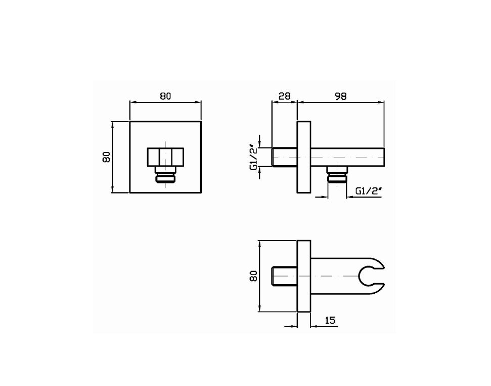 ZUCCHETTI SQUARE WALL ELBOW ROUND W/BRACKET