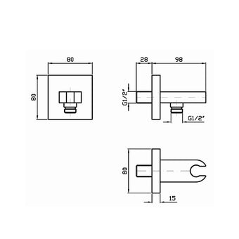 ZUCCHETTI SQUARE WALL ELBOW ROUND W/BRACKET
