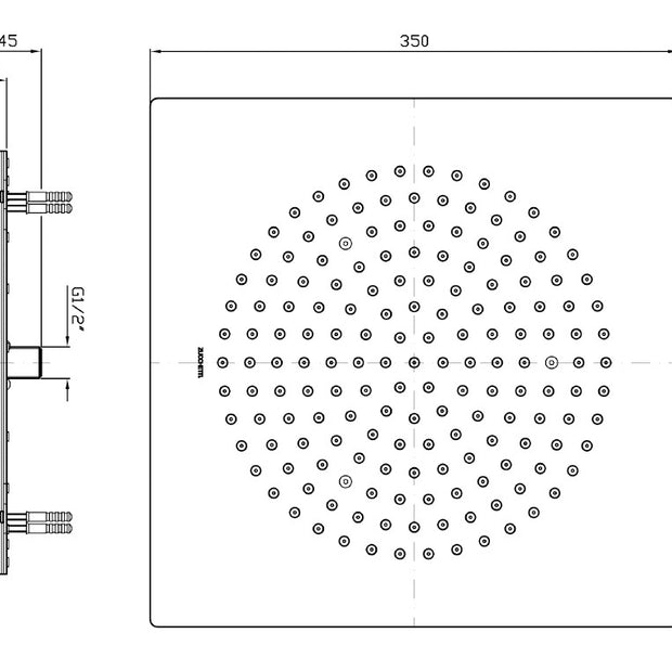 ZUCCHETTI SHOWER HEAD 350MM CHROME