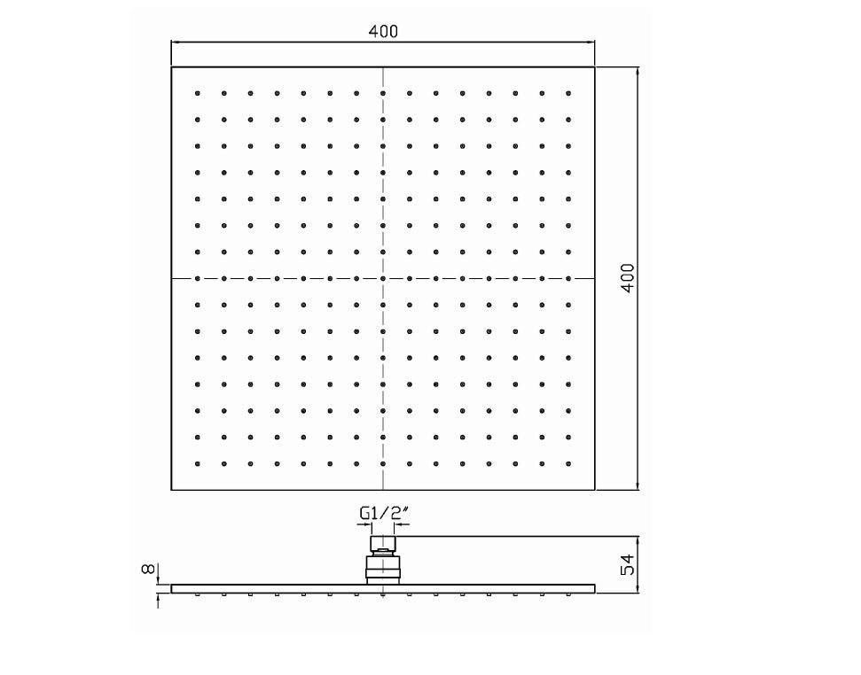 ZUCCHETTI SQUARE SHOWER HEAD 400MM