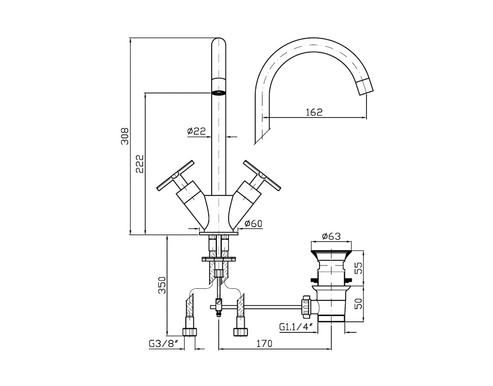 GILL GOOSE NECK BASIN MIXER