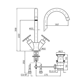 GILL GOOSE NECK BASIN MIXER