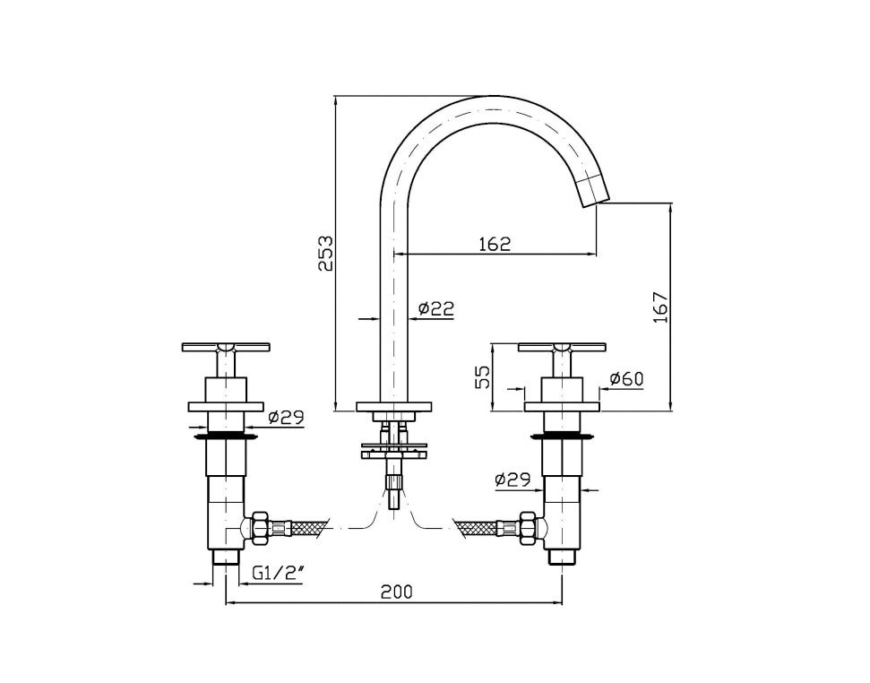 GILL 3TH GOOSE NECK BASIN MIXER