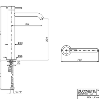 HELM BASIN MIXER EXTENDED HEIGHT