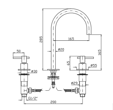 HELM 3TH BASIN MIXER EXTENDED HEIGHT