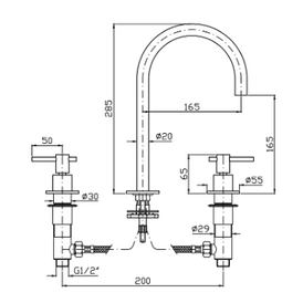 HELM 3TH BASIN MIXER EXTENDED HEIGHT