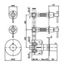 HELM 3TH WALL MOUNTED BASIN MIXER 175MM