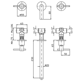 HELM 3TH WALL MOUNTED BASIN MIXER 230MM