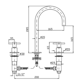 HELM 3TH BASIN MIXER EXTENDED HEIGHT