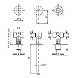 HELM 3TH WALL MOUNTED BASIN MIXER 175MM