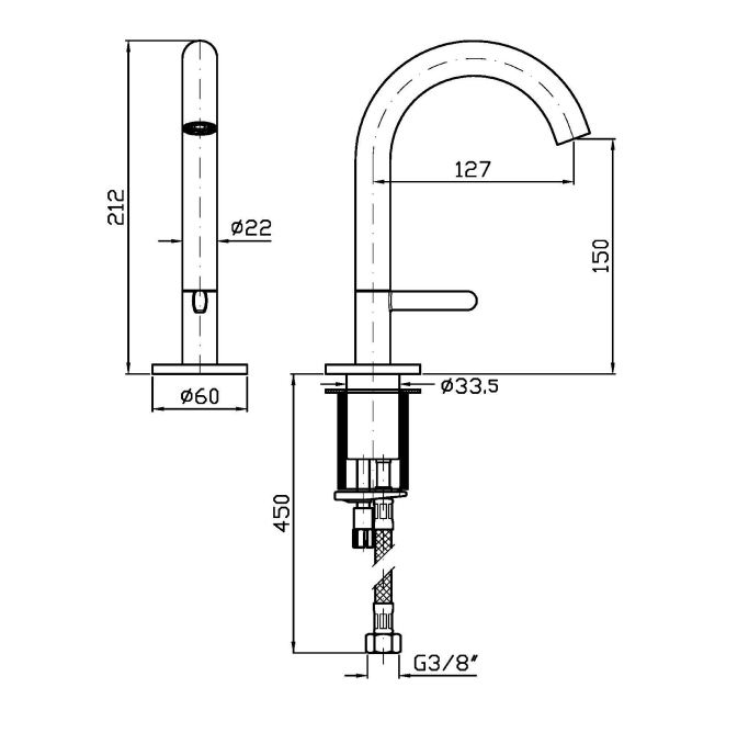 ISY22 BASIN MIXER 150MM