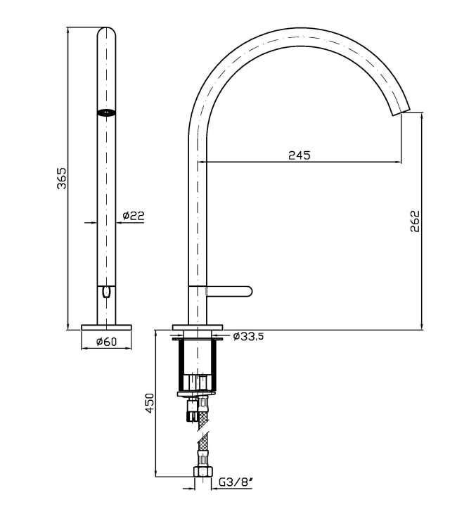 ISY22 BASIN MIXER 262MM