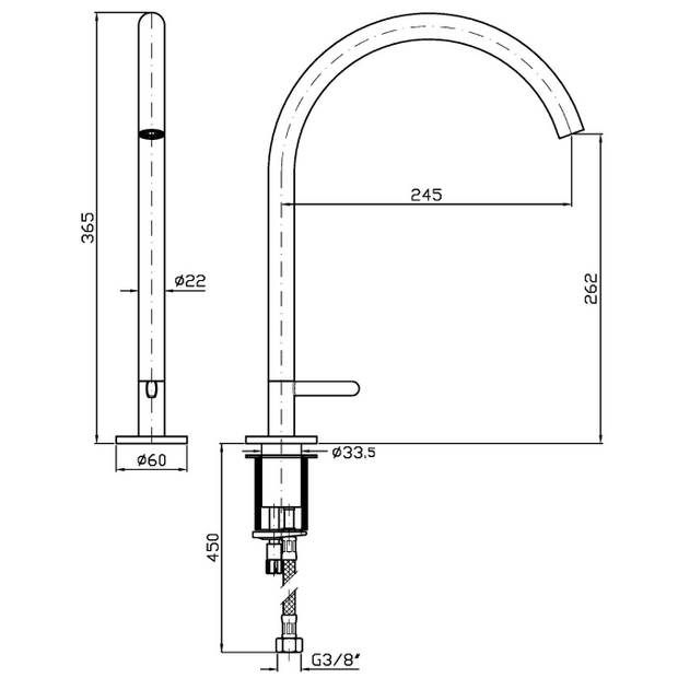 ISY22 BASIN MIXER 262MM