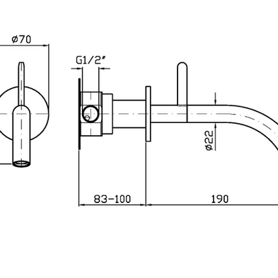 ISY22 WALL MOUNTED BASIN MIXER 190MM