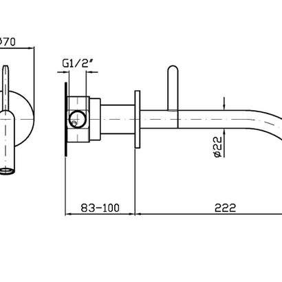 ISY22 WALL MOUNTED BASIN MIXER 220MM
