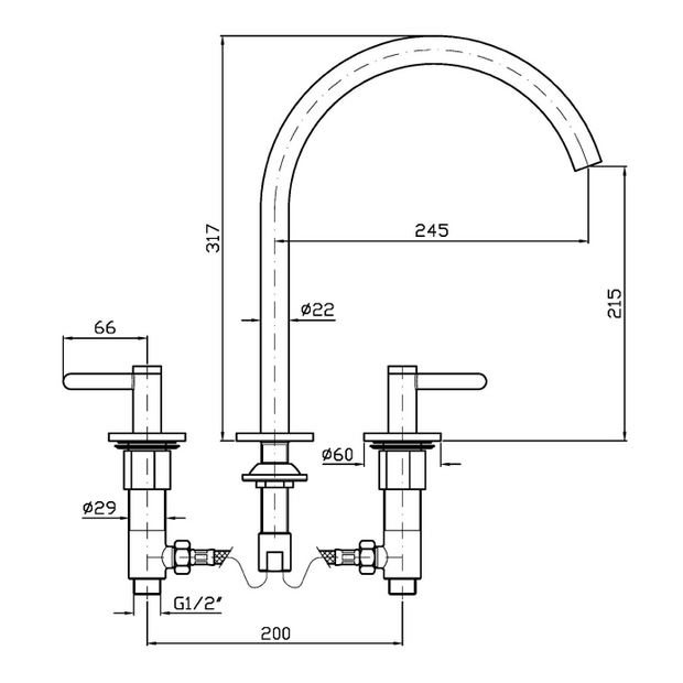 ISY22 3TH EXTENDED HEIGHT BASIN MIXER