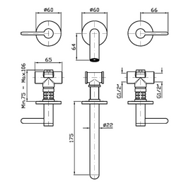 ISY22 3TH WALL MOUNTED BASIN MIXER 175MM