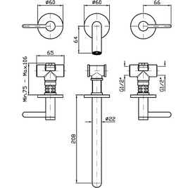 ISY22 3TH WALL MOUNTED BASIN MIXER 210MM