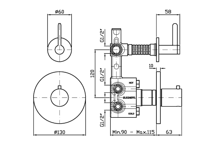 ISY22 THERMOSTATIC MIXER 1 STOP VALVE