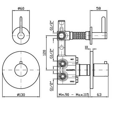 ISY22 THERMOSTATIC MIXER 1 STOP VALVE