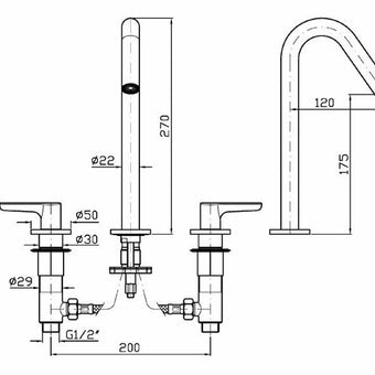 MEDAMEDA 3TH BASIN MIXER EXTENDED HEIGHT