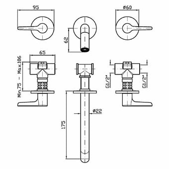 MEDAMEDA 3TH BASIN MIXER 175MM
