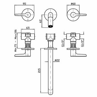 MEDAMEDA 3TH BASIN MIXER 215MM