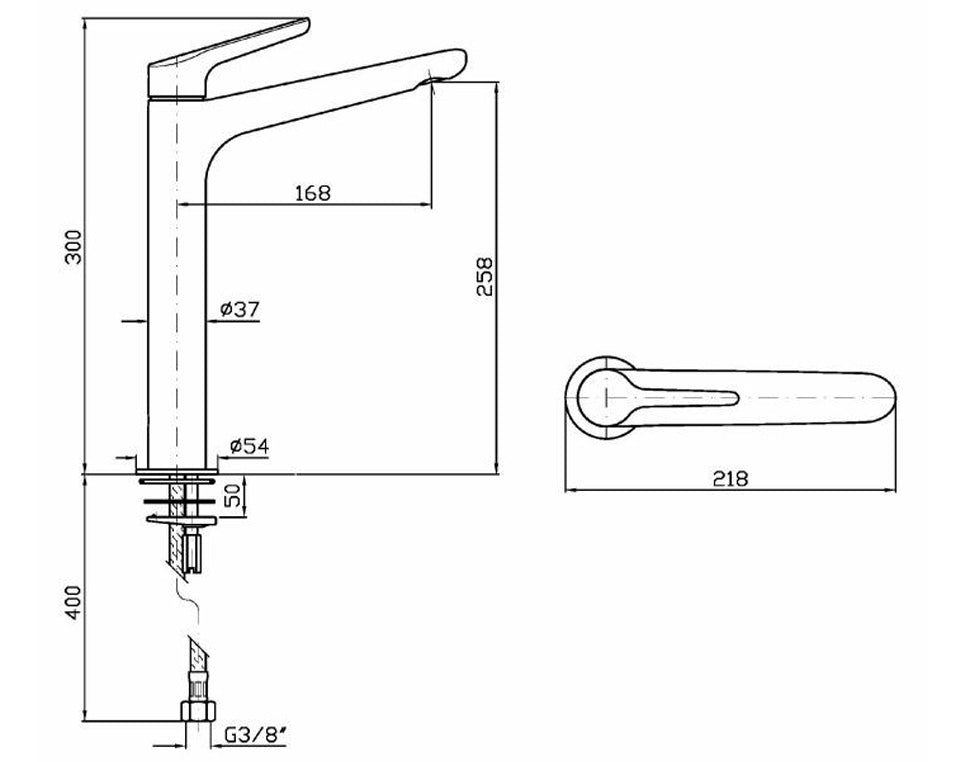 MEDAMEDA BASIN MIXER EXTENDED HEIGHT