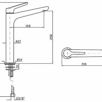 MEDAMEDA BASIN MIXER EXTENDED HEIGHT