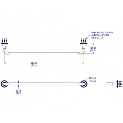 STYLE MODERNE TOWEL RAIL 610MM