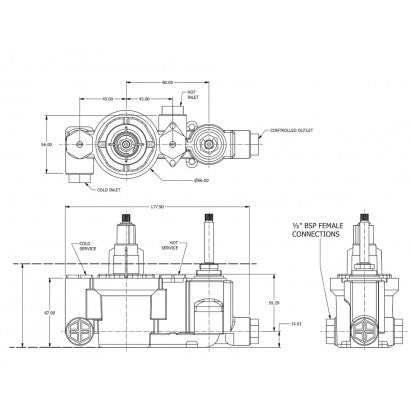 CONCEALED BODY FOR LANDMARK THERMOSTATIC SHOWER MIXER 1 OUTLET