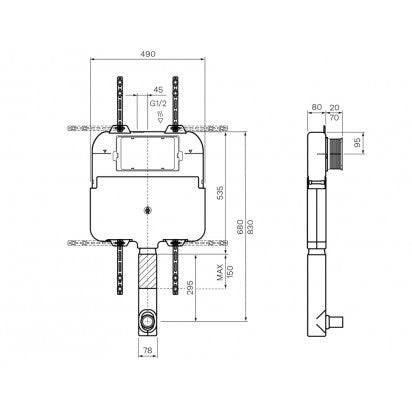 FRONT FLUSH PNEUMATIC INWALL CISTERN