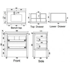 ARRIVO 800 FLOOR VANITY W/ 1TH MARBLE TOP